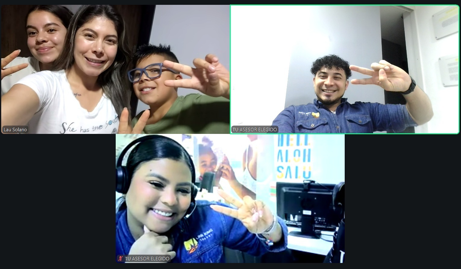 Asesoría de viaje por videollamada entre una familia y su asesor de Link King Travel